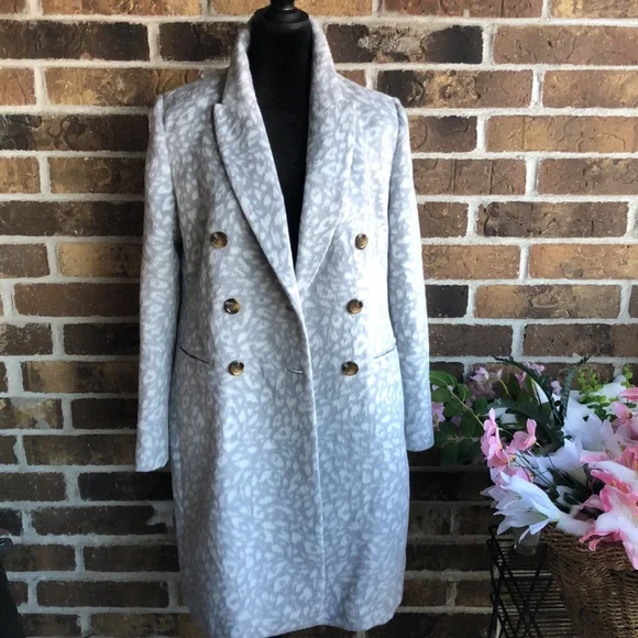 ANN TAYLOR $258 GRAY ANIMAL PRINT CHESTERFIELD COAT - Picture 13 of 15
